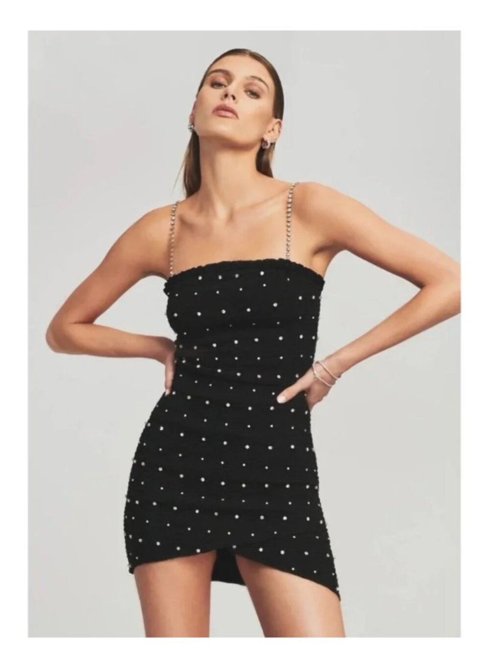 retrofete Adara Dress Black Mini Crystal Embellished